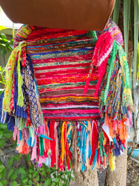 Image 4 of 4 Frill sari Bohemian Back Pack with adjustable leather strap