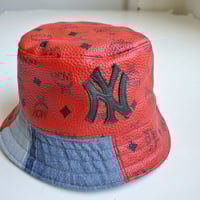 Image 3 of Reworked Bucket Red MCM x Denim Small/Medium