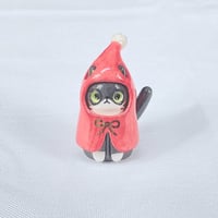 Image 2 of Santa coat tuxedo cat ceramic figurine