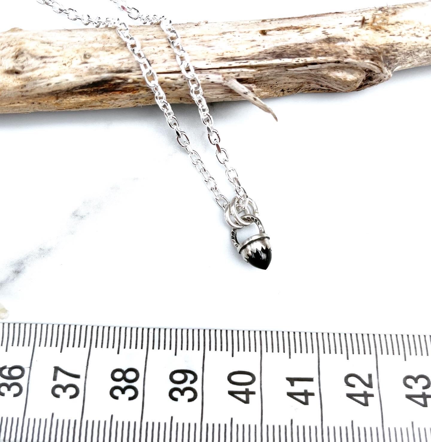 Image of Handmade Sterling Silver Black Spinel Bullet Point Pendant 925