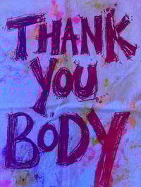 Image 1 of Pink, orange, purple multi colour tie dye tshirt with purple and pink text (small)