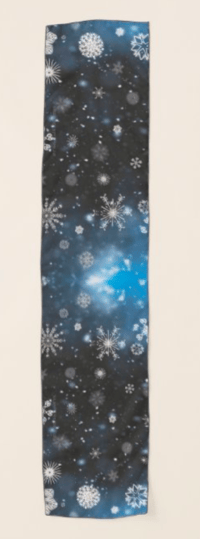 Image 3 of A Beautiful Snowy Night Scarf 10"×45" with Black Hem