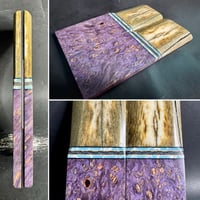 Image 1 of Giraffe Bone & Maple Burl Segmented Knife Scales