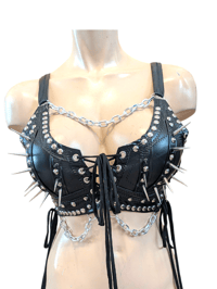 Image 4 of Black spike and chain bralette 