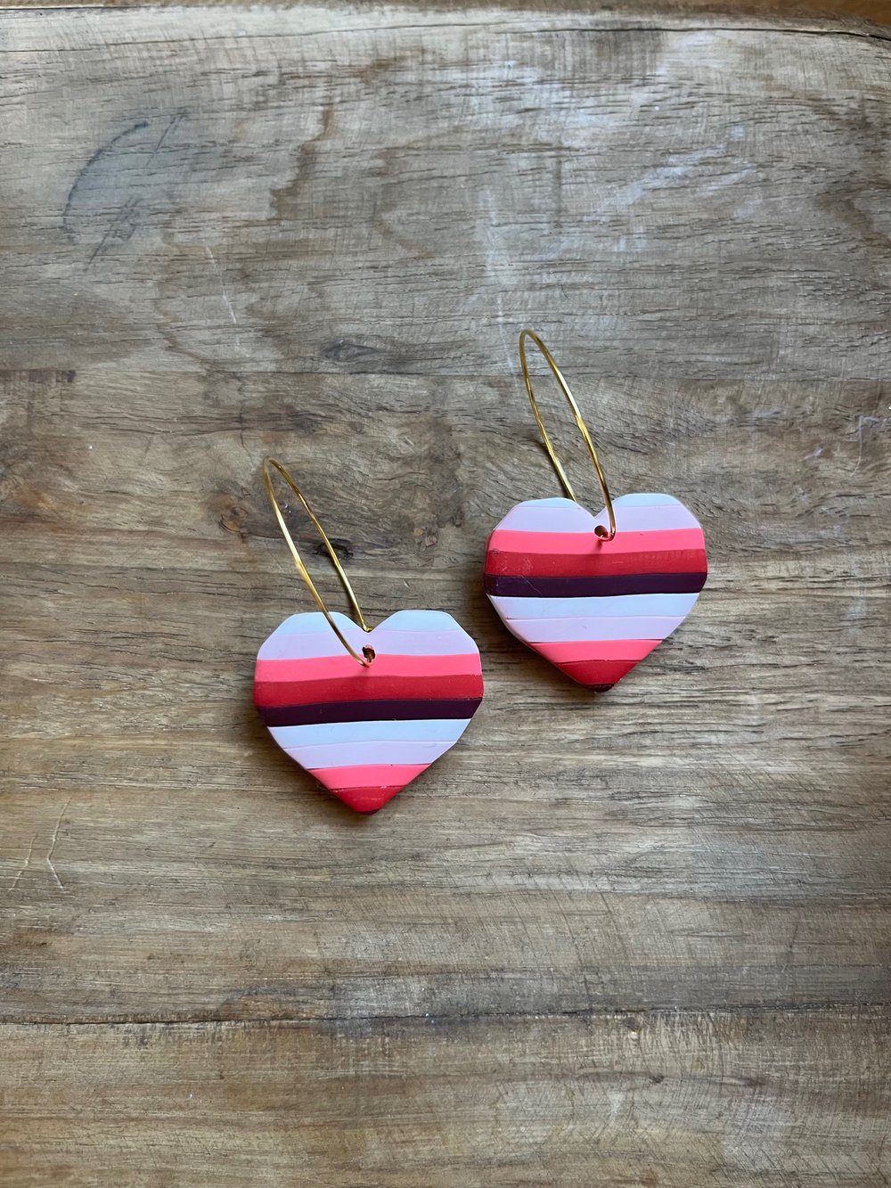 Image of Pink Striped Heart on Hoop