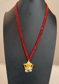 Image 3 of Cute Lord Ganesh Long American Diamond Hydrocrystal Temple Mala Only