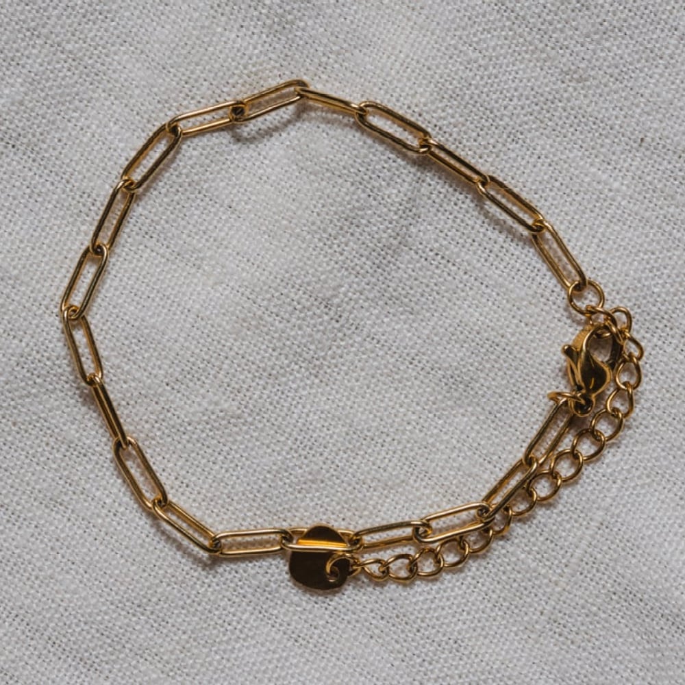 Image of CORAL 18ct Gold Paperclip Necklace and Bracelet 