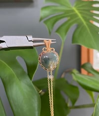 Image 1 of Gold  Ocean Jasper Heart  Crystal Necklace