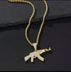 Gold Ak47 Gun Pendent Necklace