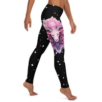 Image 1 of Kawaii Pastel Goth Starry Pink and Purple Watercolor Baphomet Horned Goat Leggings