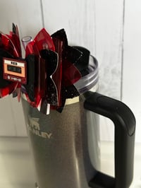 Image 4 of Red Album Inspired Tumbler Accessory Set | Bow, Straw Bauble & Bracelet Stack