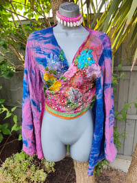 Image 2 of Wanderlust Stevie top rainbow flowers upto 14uk