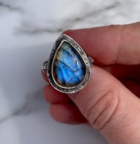 Image 1 of Sterling Silver Handmade Blue Labradorite Celestial Ring 