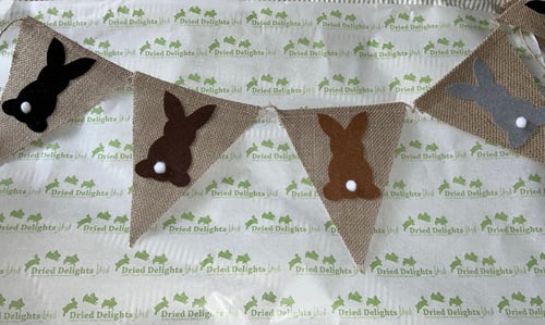 Image of Handmade hessian bunny bunting (customs colours available)