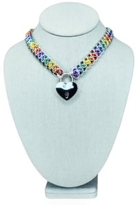 Image 1 of Rainbow Garter Belt Chainmaille + Padlock Necklace/Collar