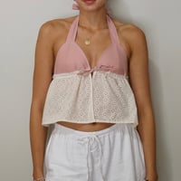 Image 4 of Babydoll Top / Pink & Cream