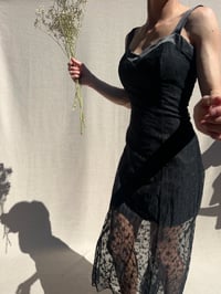 Image 1 of Vintage little black dress with long sheer overlay
