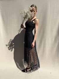 Image 2 of Vintage little black dress with long sheer overlay