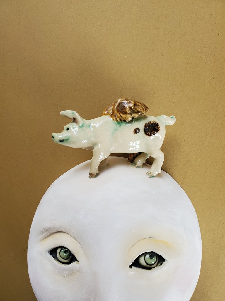  Wall mask with winged pig Image 2