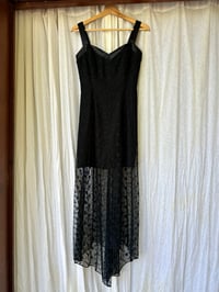Image 3 of Vintage little black dress with long sheer overlay