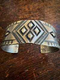 Image 1 of WL&A Handmade Ingot Old Style Repoussé Four Directions Cuff - Size 7" to 7.5" Wrist