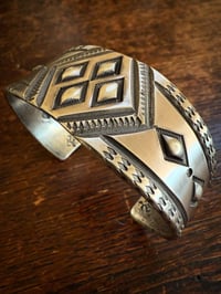 Image 4 of WL&A Handmade Ingot Old Style Repoussé Four Directions Cuff - Size 7" to 7.5" Wrist