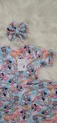 Image 3 of Minnie mouse dress and bow short sleeve 