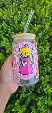 Image 2 of Princess Peaches 🍑 16-ounce glass includes straw and straw washing brush 