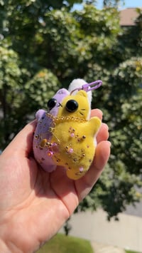 Image 3 of Bumble Keychain Cat Plush with Flower & Water Drop Chain
