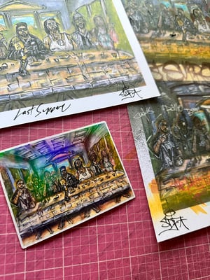 SCORPION LAST SUPPER / 1 of 1 HAND ALTERED / 8x11+ and more