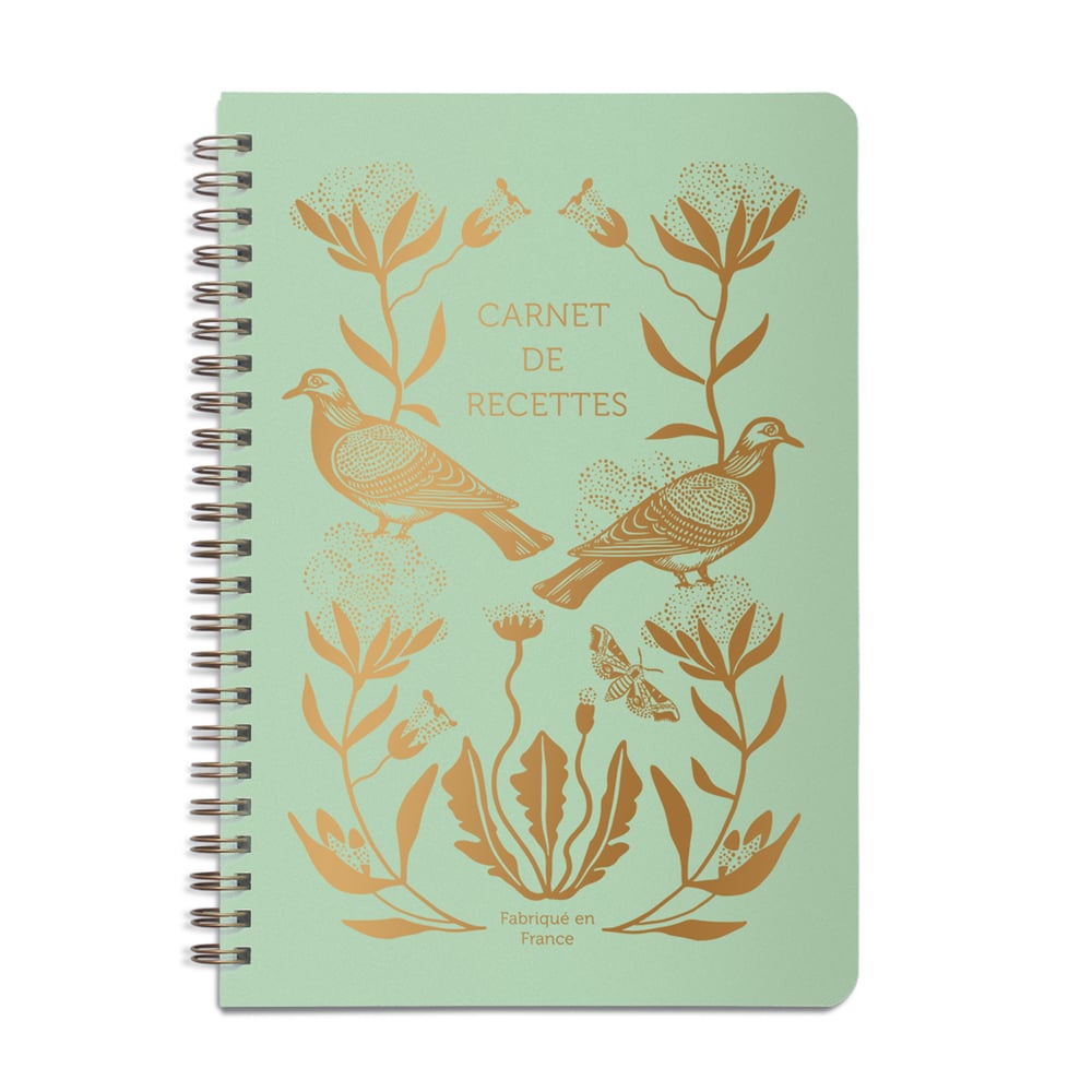 Image of CARNET DE RECETTES COTON vert menthe