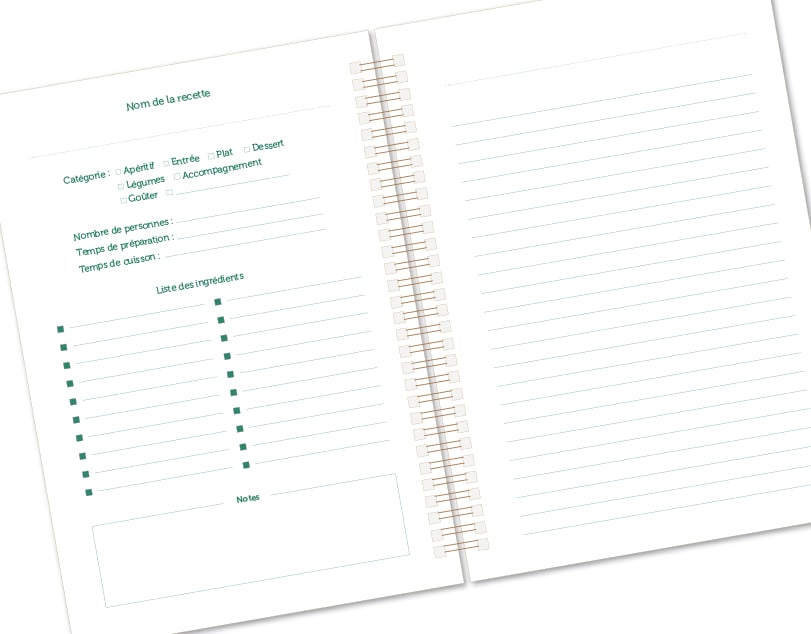 Image of CARNET DE RECETTES ABONDANCE vert d'eau
