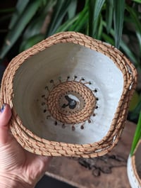 Image 3 of Pine Needle Bowl - Green and White