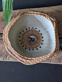 Image 1 of Pine Needle Bowl - Green and White