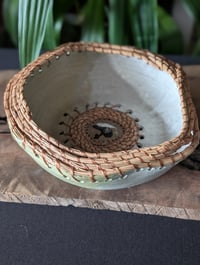 Image 4 of Pine Needle Bowl - Green and White
