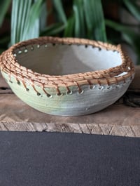 Image 5 of Pine Needle Bowl - Green and White