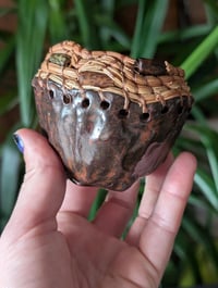 Image 1 of Pine Needle Bowl - Brown and Beads