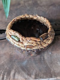 Image 2 of Pine Needle Bowl - Brown and Beads