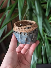 Image 5 of Pine Needle Bowl - Blue and Beaded