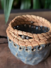 Image 2 of Pine Needle Bowl - Blue and Beaded