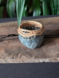 Image 1 of Pine Needle Bowl - Blue and Beaded
