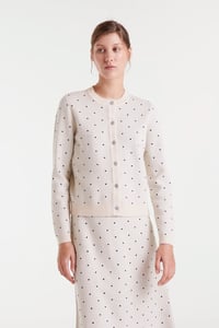 Image 1 of CÁRDIGAN JACQUARD CON MINI PUNTOS NEGROS