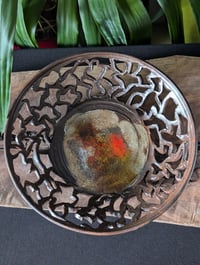 Image 1 of Melted Glass Carved Bowl - Brown Flame