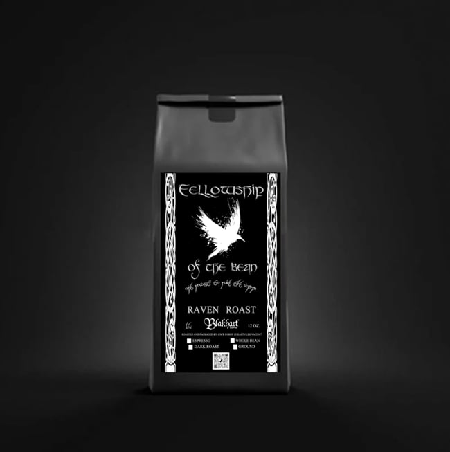 "FELLOWSHIP OF THE BEAN" RAVEN ROAST, DARK, MEDIUM OR ESPRESSO