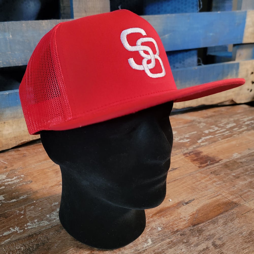 S8 High Profile Snapback -Solid Red w/White S8