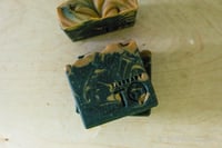 Image 2 of Manly Musky Masculine Black Activated Charcoal Woodsy Vegan Soap Bar | Scent: Sandalwood + Leather