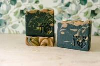 Image 4 of Manly Musky Masculine Black Activated Charcoal Woodsy Vegan Soap Bar | Scent: Sandalwood + Leather