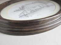 Image 6 of Vintage Original Pencil Drawing of Country Barn, Unsigned, Oval Frame 11 2/10 x 8 7/10 ins