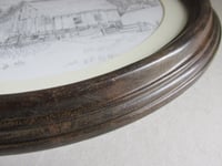 Image 7 of Vintage Original Pencil Drawing of Country Barn, Unsigned, Oval Frame 11 2/10 x 8 7/10 ins