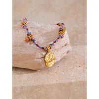 Image 1 of REY 18ct Gold Plated Charm Boho Braided Bracelet